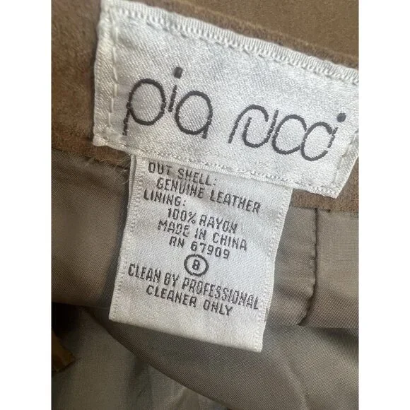 vintage‎ 80's Pia Rucci fine suede safari or western style skirt suit beige sz 8 - Picture 9 of 9